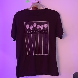 Los Angeles California palm tree maroon graphic tee